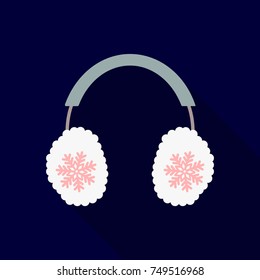 Flat Icon with shadow winter headphones