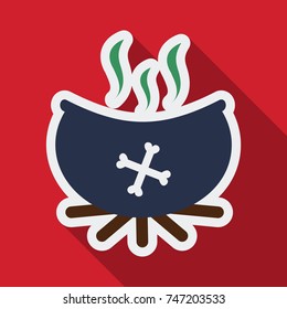 Flat icon with shadow witch's cauldron