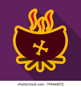 Flat icon with shadow witch's cauldron