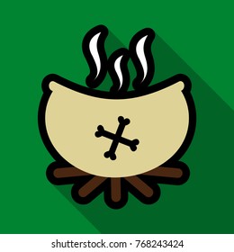 Flat icon with shadow witch's cauldron