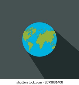 Flat Icon with shadow, world flat design,world illustrator