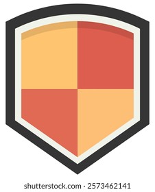 Flat icon of shield protection insignia security isolated on white background.