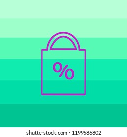 Icono plano. Bolsa de compras.