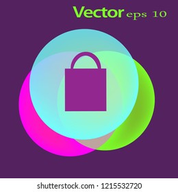 Flat icon. Shopping bag.