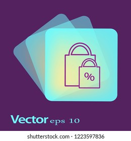 Flat icon. Shopping bag.
