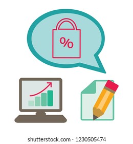Flat icon. Shopping bag.