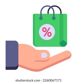 Flat icon of shopping bag