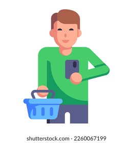 Flat icon of shopping bag