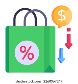 Flat icon of shopping bag