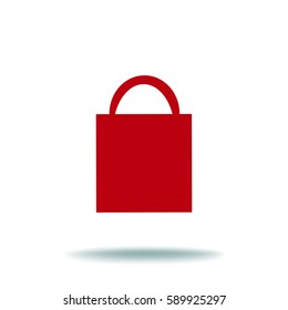 Flat icon. Shopping bag.