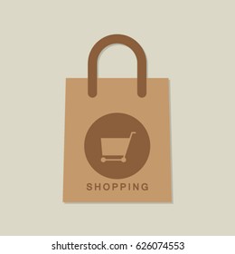 Flat icon. Shopping bag 