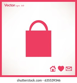 Flat icon. Shopping bag.