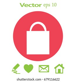 Flat icon. Shopping bag.