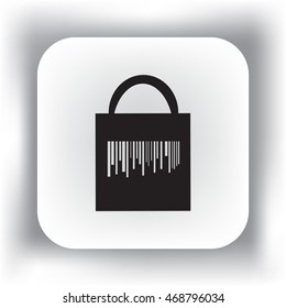 Flat icon. Shopping bag barcode.