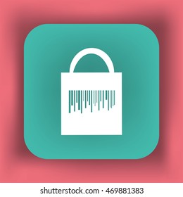 Flat icon. Shopping bag barcode.