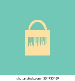 Flat icon. Shopping bag barcode.