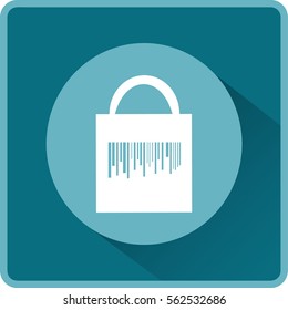 Flat icon. Shopping bag barcode.