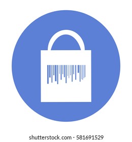 Flat icon. Shopping bag barcode.