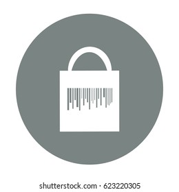 Flaches Symbol. Shopping-Beutel Barcode.