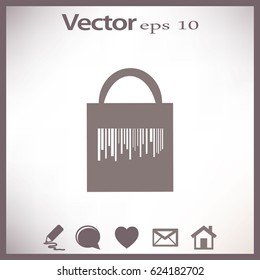 Flaches Symbol. Shopping-Beutel Barcode.