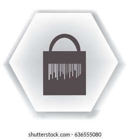 Flat icon. Shopping bag barcode.