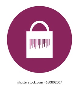 Flat icon. Shopping bag barcode.
