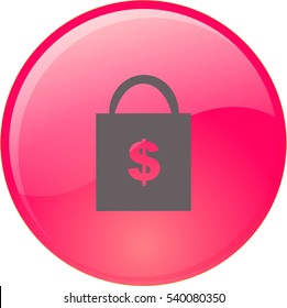 Flaches Symbol. Einkaufstasche mit Dollarzeichen.