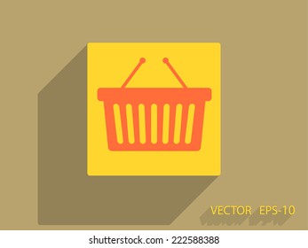 Flat  icon of shopping basket