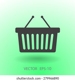 Icono plano de la canasta de compras