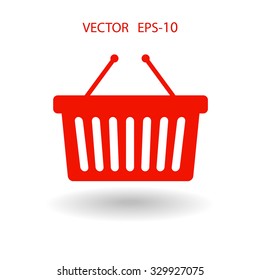 Icono plano de la canasta de compras