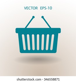 Icono plano de la canasta de compras