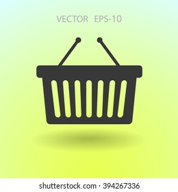 Icono plano de la canasta de compras
