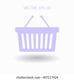 Icono plano de la canasta de compras