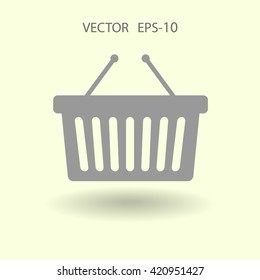 Icono plano de la canasta de compras