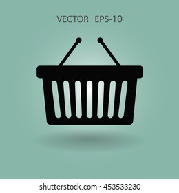 Icono plano de la canasta de compras