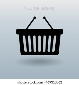 Icono plano de la canasta de compras