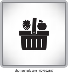 Flat icon. Shopping basket. Fruit.