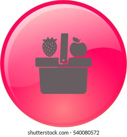 Flat icon. Shopping basket. Fruit.