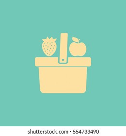Flat icon. Shopping basket. Fruit.
