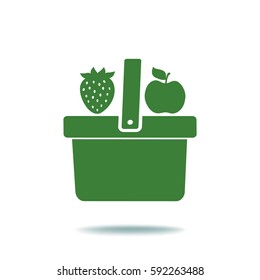 Flat icon. Shopping basket. Fruit.