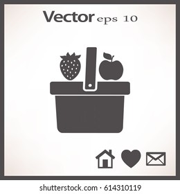 Flat icon. Shopping basket. Fruit.