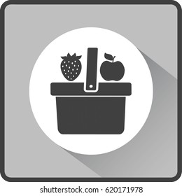 Flat icon. Shopping basket. Fruit.