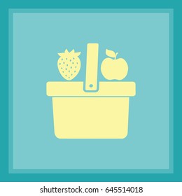 Flat icon. Shopping basket. Fruit.