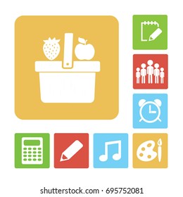 Flat icon. Shopping basket. Fruit.