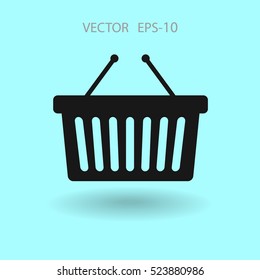 Flat  icon of shopping basket. vector illustration