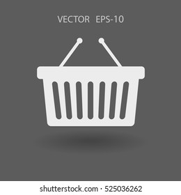 Flat  icon of shopping basket. vector illustration