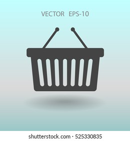 Flat  icon of shopping basket. vector illustration