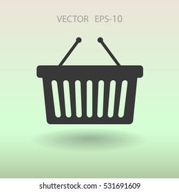 Flat  icon of shopping basket. vector illustration