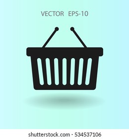 Flat  icon of shopping basket. vector illustration