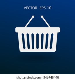 Flat  icon of shopping basket. vector illustration